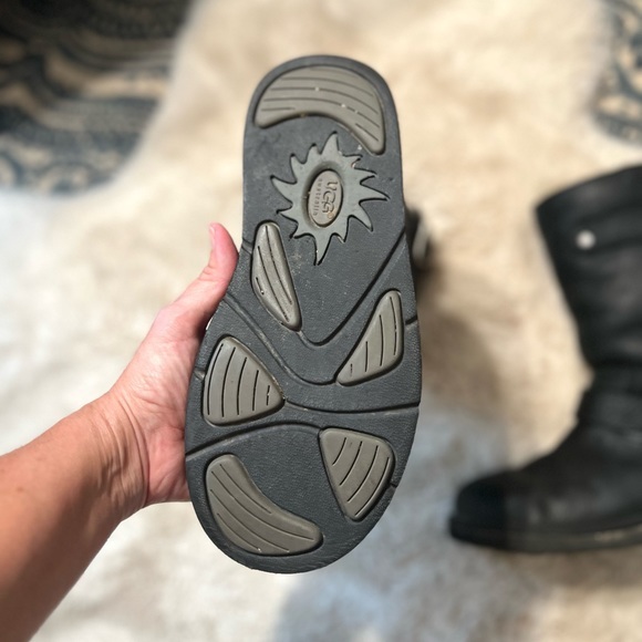 UGG Kensington Black Double Buckle Strap Traction Leather Mid-Calf Winter Boots - Picture 5 of 12